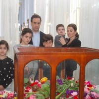 Michel Moawad and his family participating in the Good Friday ceremony in Zgharta